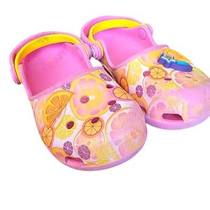 Kids Crocs Size C12 Pink and Orange Slices Mary Jane Clog Sandals Water Shoes
